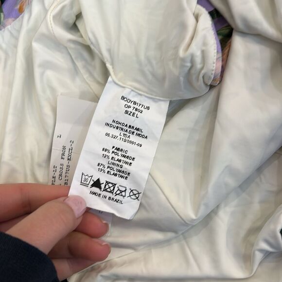 PatBO Floral Cross Front One-Piece Swimsuit Light Purple Size Large NWT - Picture 7 of 9